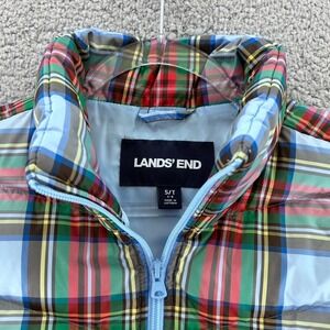 Lands' End Vest S/T ‎ 6-8  Women's Plaid Down Puffer Lining Hiking